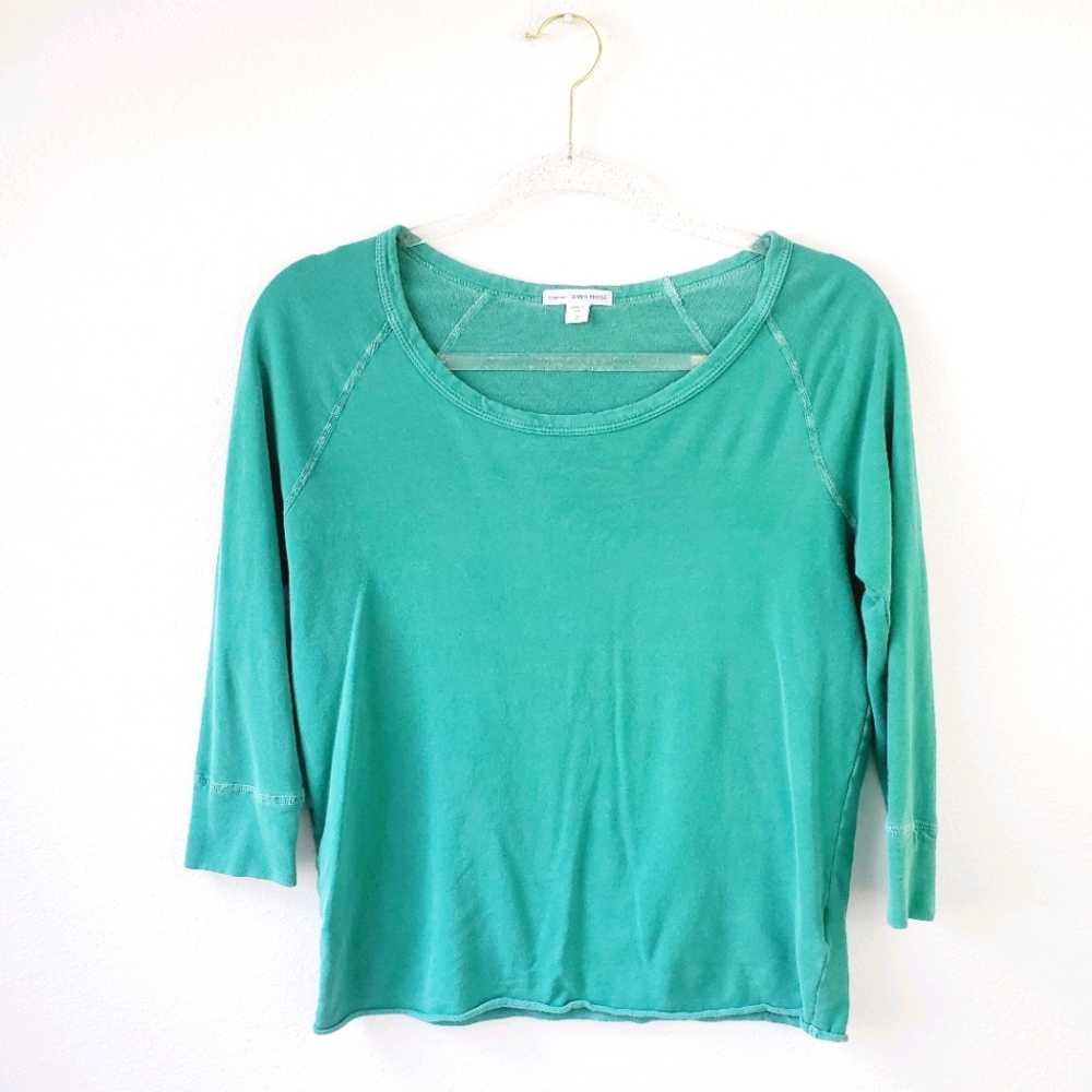 James Perse Standard Teal Blue 3/4 Sleeve Top